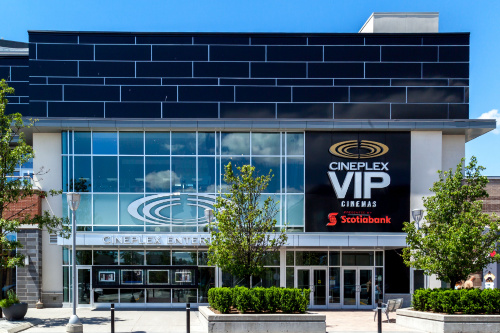 Entrance of Cineplex Cinemas at Don Mills in Toronto. Cineplex Cinemas operated by Cineplex Inc. a Canadian entertainment company.