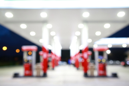 Gas Station at Night Abstract Out of Focus 2 Stops Overexposed