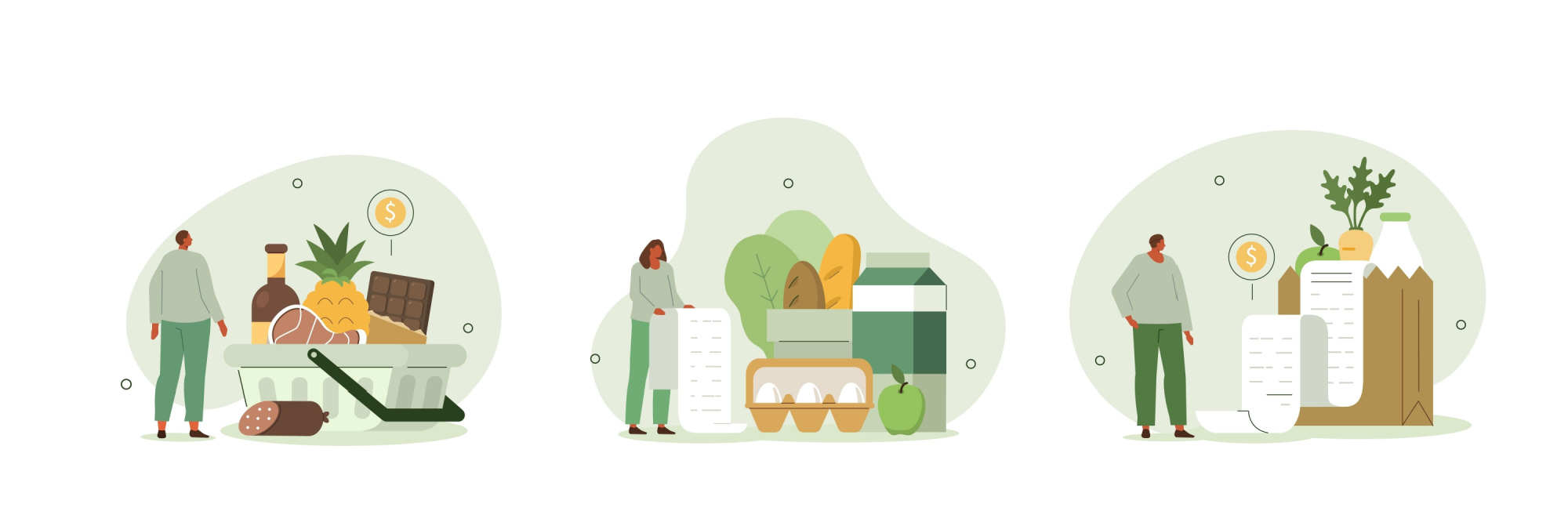 vector of customers next to food