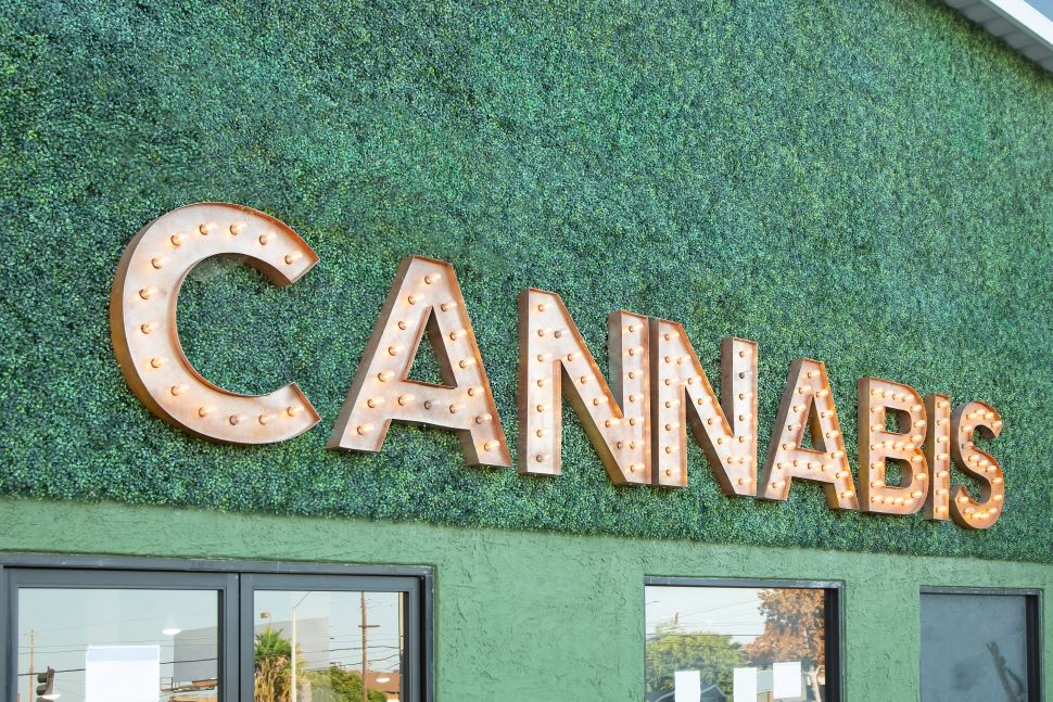 Cannabis signage above store