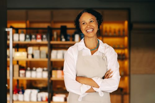 Female Store Owner Stock Image